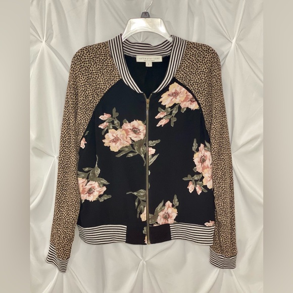 Saltwater Luxe Floral Print Bomber Jacket Size L - Picture 2 of 7